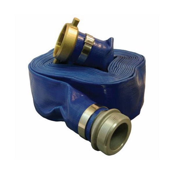 Apache Apache, 4 x 100' PVC Lay Flat Discharge Hose Coupled w/ M x F Aluminum Short Shanks 98131021 - main